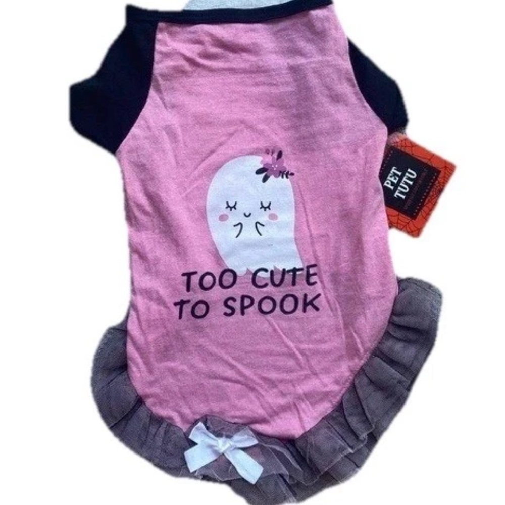 Too Cute to Spook Dog Pet Tutu Shirt NWT Halloween Costume Pink